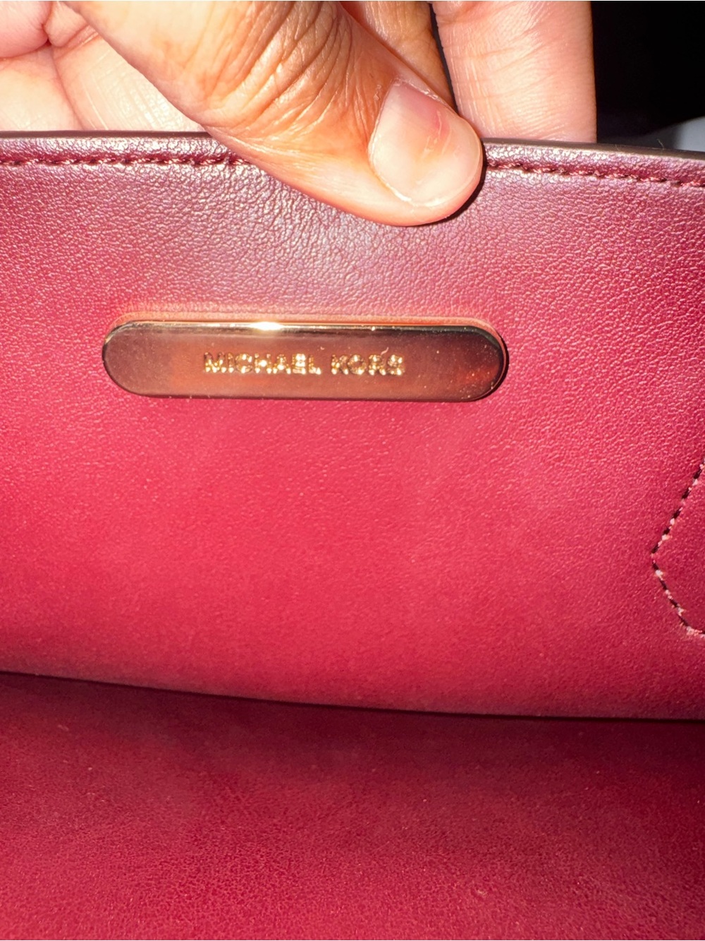Michael Kors Burgundy Leather Satchel with Gold Hardware - Picture 4 of 5